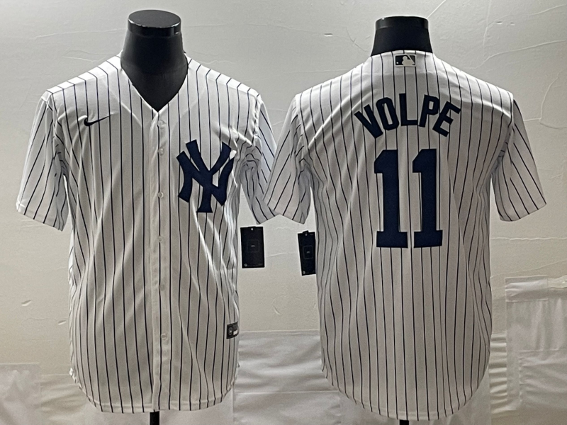 Men's New York Yankees #11 Anthony Volpe White Cool Base Stitched Baseball Jersey Men's New York Yankees #11 Anthony Volpe White Cool Base Stitched Baseball Jersey